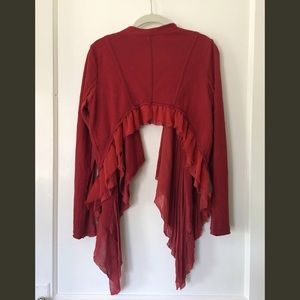 Free People High Low Ruffle Trim Cardigan- XS NWOT